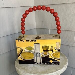 Vintage Recipe Box Handbag with Red Beaded Handle ♥️